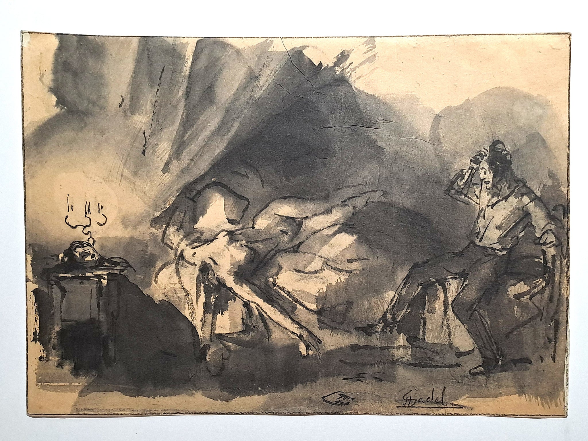 Jules CHADEL [La scène du crime]. Dessin original. 