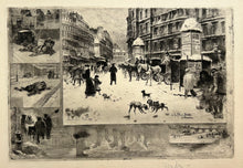 Charger l'image dans la galerie, Félix BUHOT - L'Hiver à Paris ou La Neige à Paris. 1879. Gravure originale à l'eau-forte, roulette et aquatinte.

