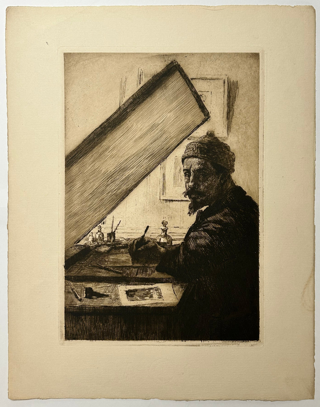 L'artiste gravant.  1912.