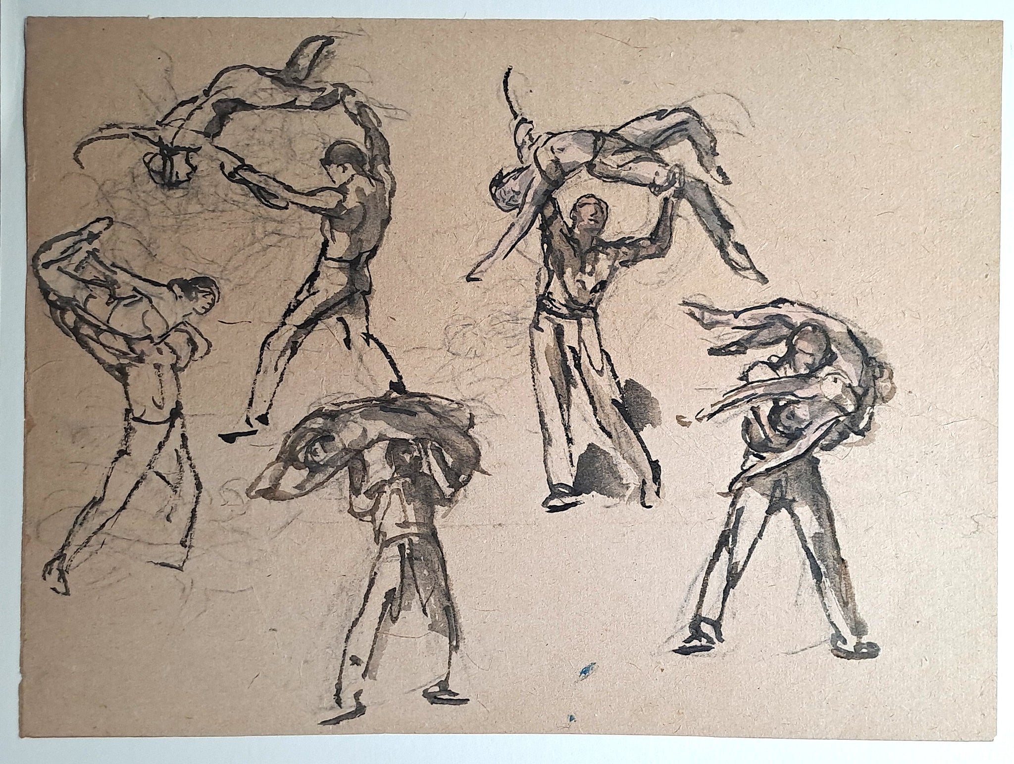 Jules CHADEL [Etudes d'un couple de danseurs]. Dessin original. 