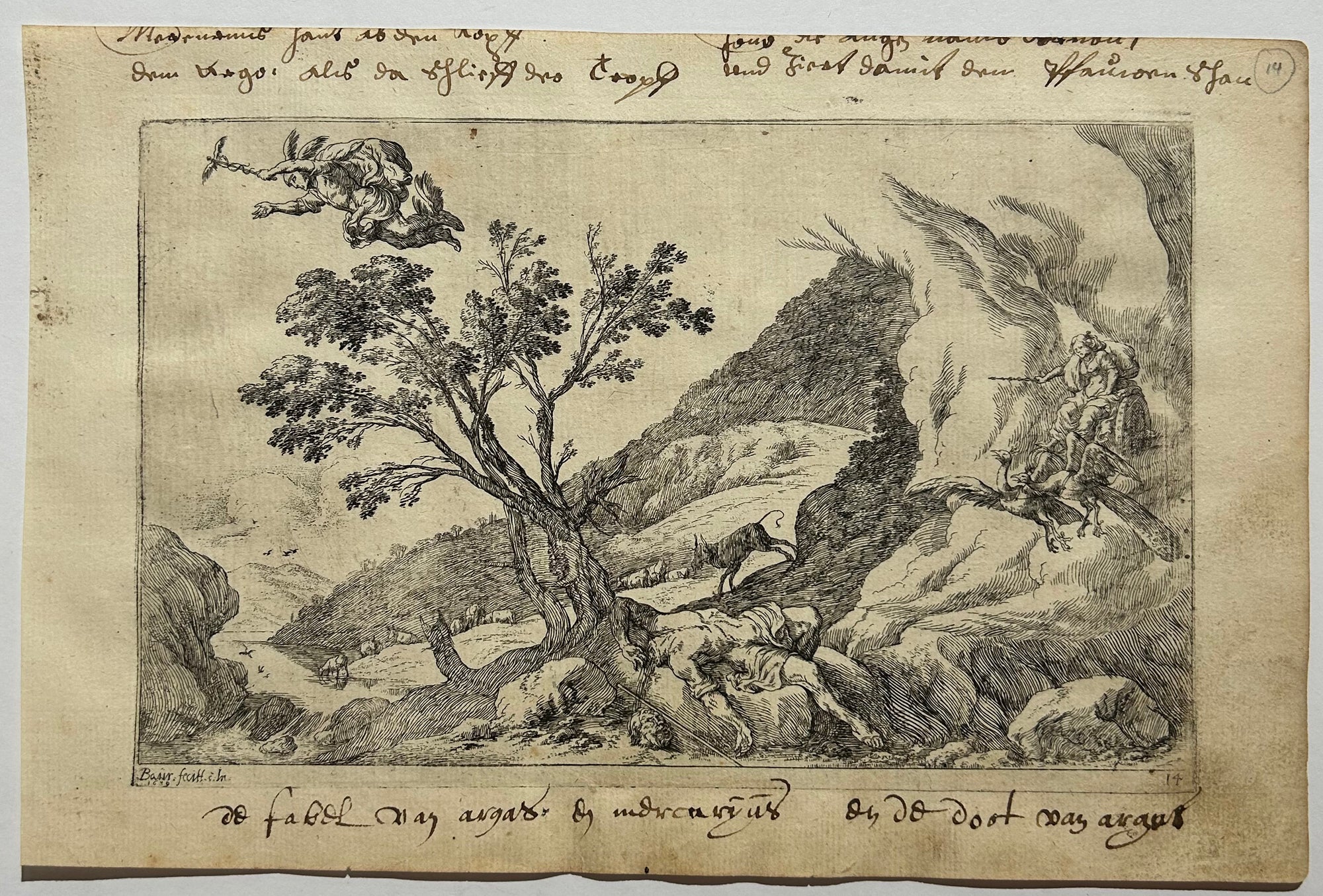 J.W. BAUR - Mercure tuant Argus. 1641. Eau-forte.