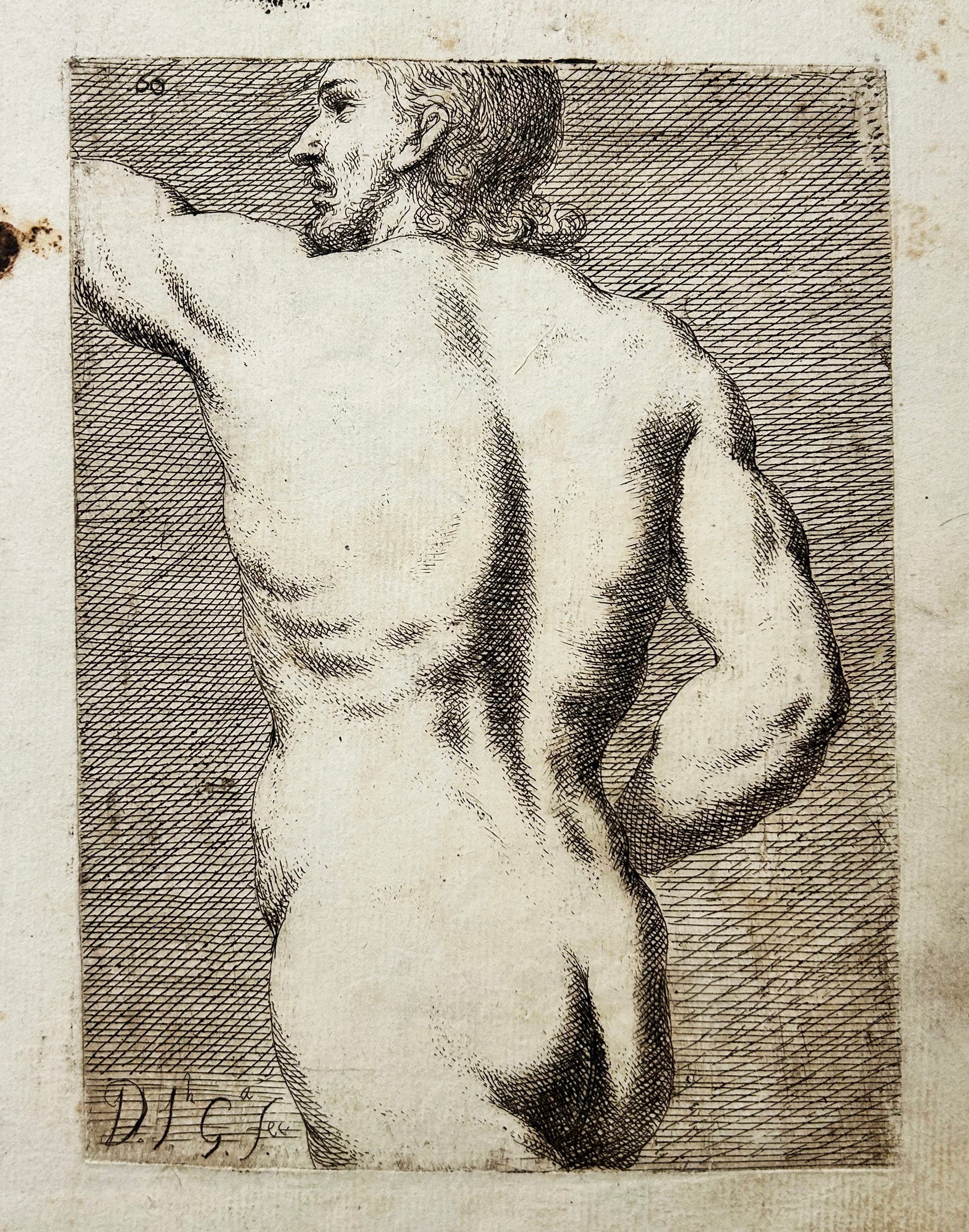 GARCIA HIDALGO - Torse d'homme debout, présenté de dos (Torso, de hombre en pie, vuelto de espaldas).  1693. Eau-forte originale. 