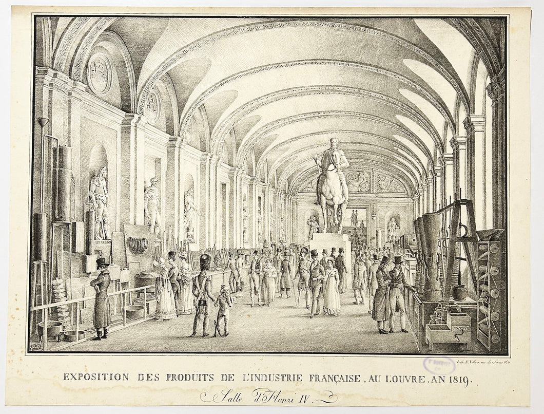 Exposition des produits de l'Industrie française, au Louvre, An 1819. Salle de Henri IV.  c.1820.