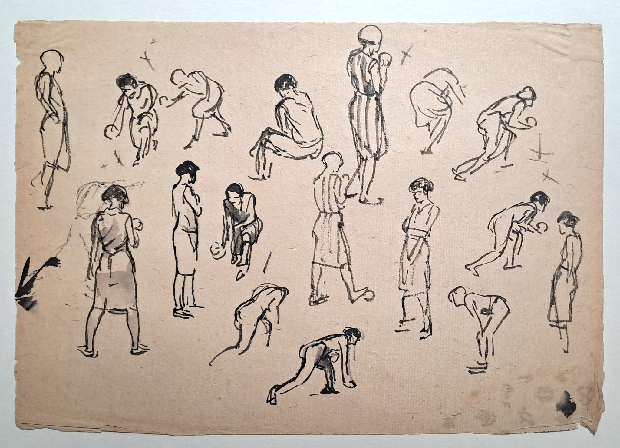 Jules CHADEL [Etudes pour le bowling]. Dessin original. 