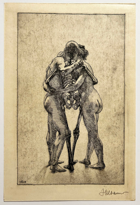 Allégorie de la Mort - [Un couple et la Mort].  1913. Eau-forte. 