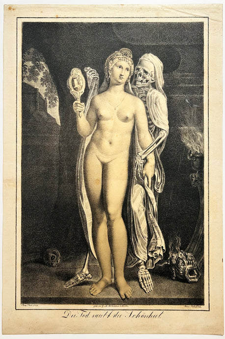 Der Tot raubt die Schönheit (La Mort volant la beauté).  c.1825. Lithographie. Allégorie de la Mort. 
