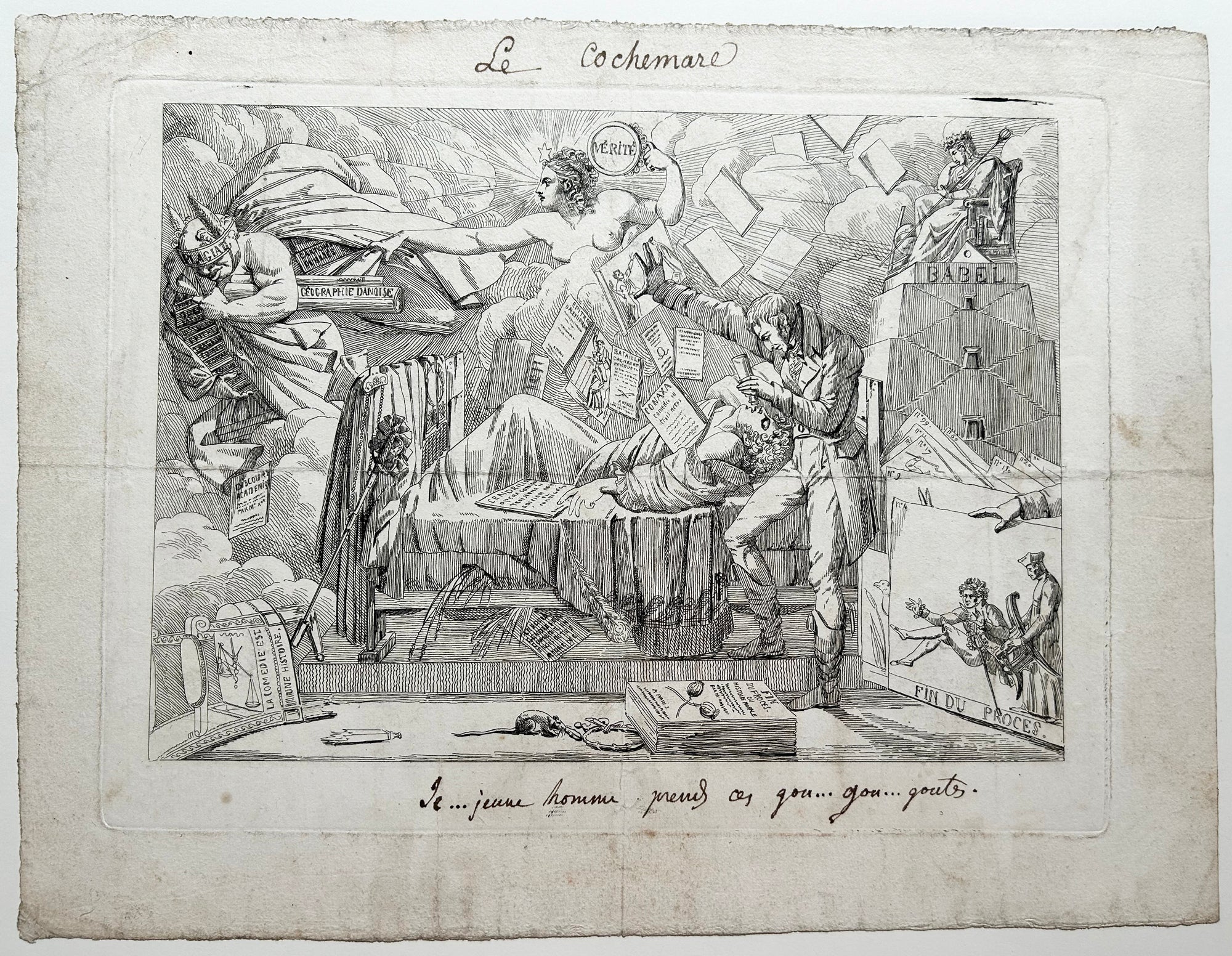 Le cauchemar. Jeu jeu jeune homme, prends ces gou gou gouttes.  c.1812.