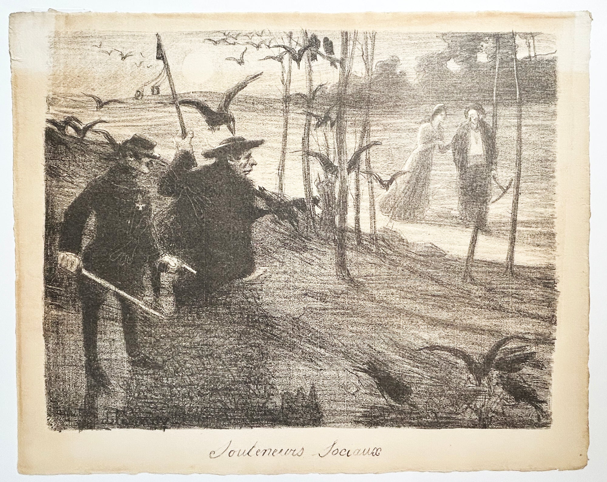 Aristide DELANNOY - Souteneurs sociaux. 1900. Lithographie originale. 