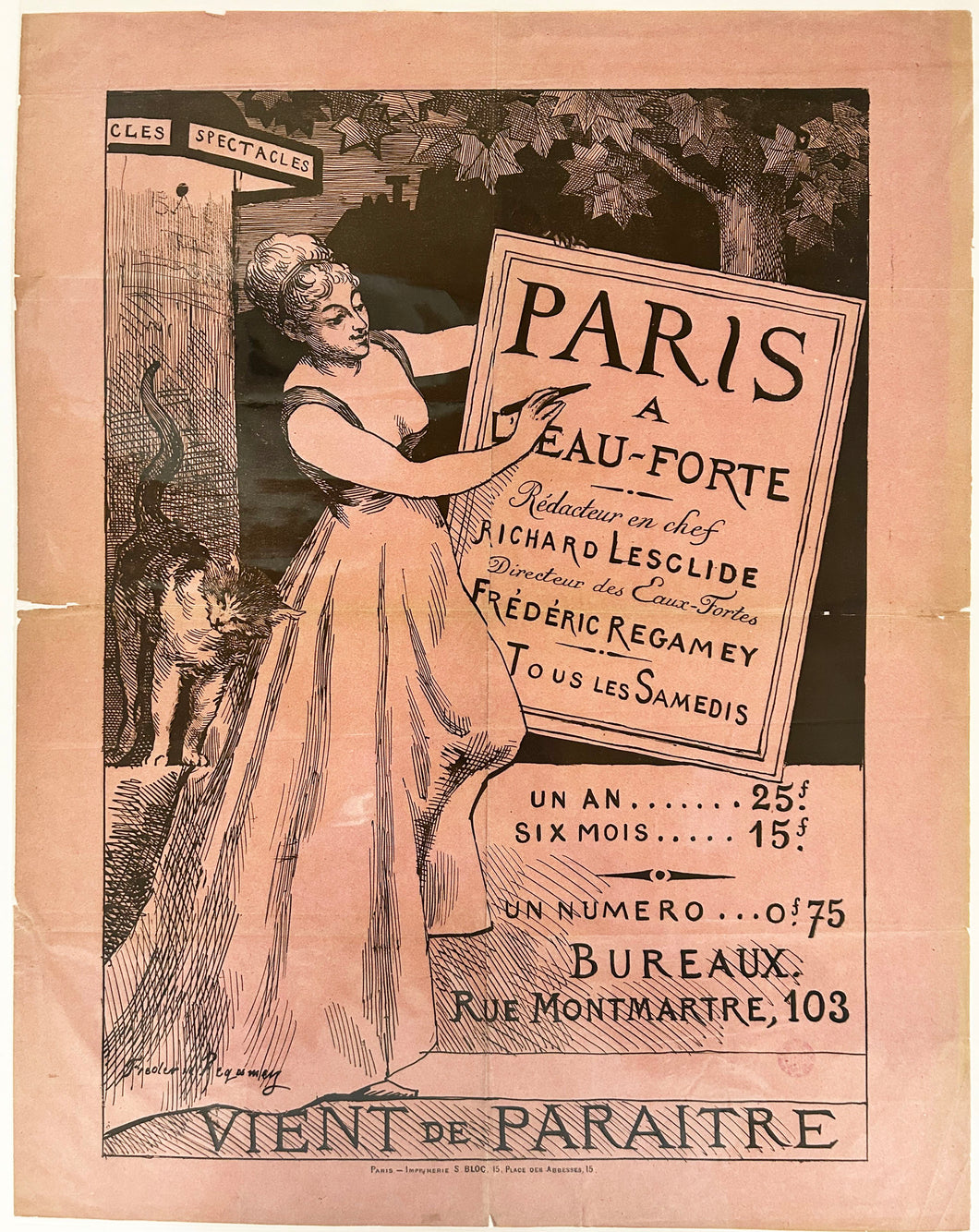 Paris à l'Eau-forte. Affiche publicitaire d'intérieur.  1873.