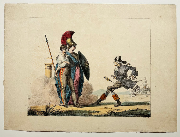 CARICATURE SUR LA CHARTE CONSTITUTIONNELLE XIX ème siècle. Lithographie en couleurs, vers 1820. 