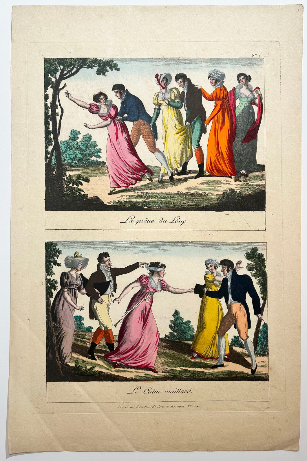 IMAGERIE PARISIENNE - La queue du Loup & Le Colin-maillard.  Entre 1789 et 1811. Edition de Jean. 