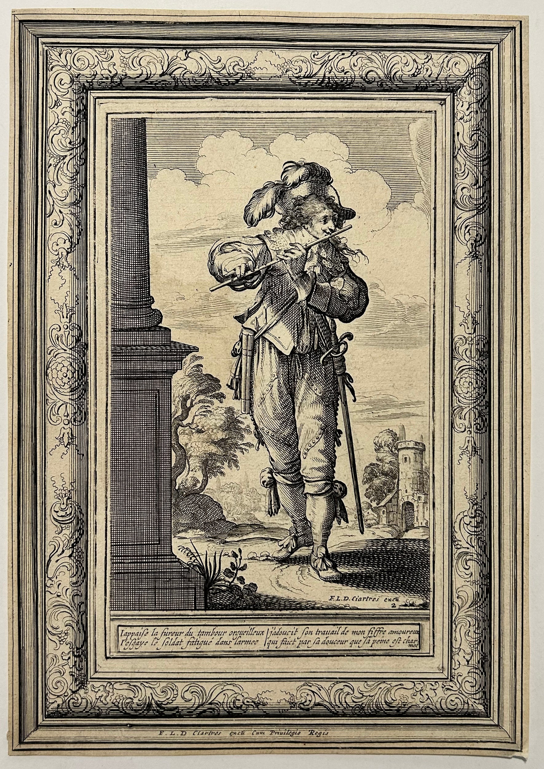 Abraham BOSSE - Le Fifre. 1632. Eau-forte originale. 