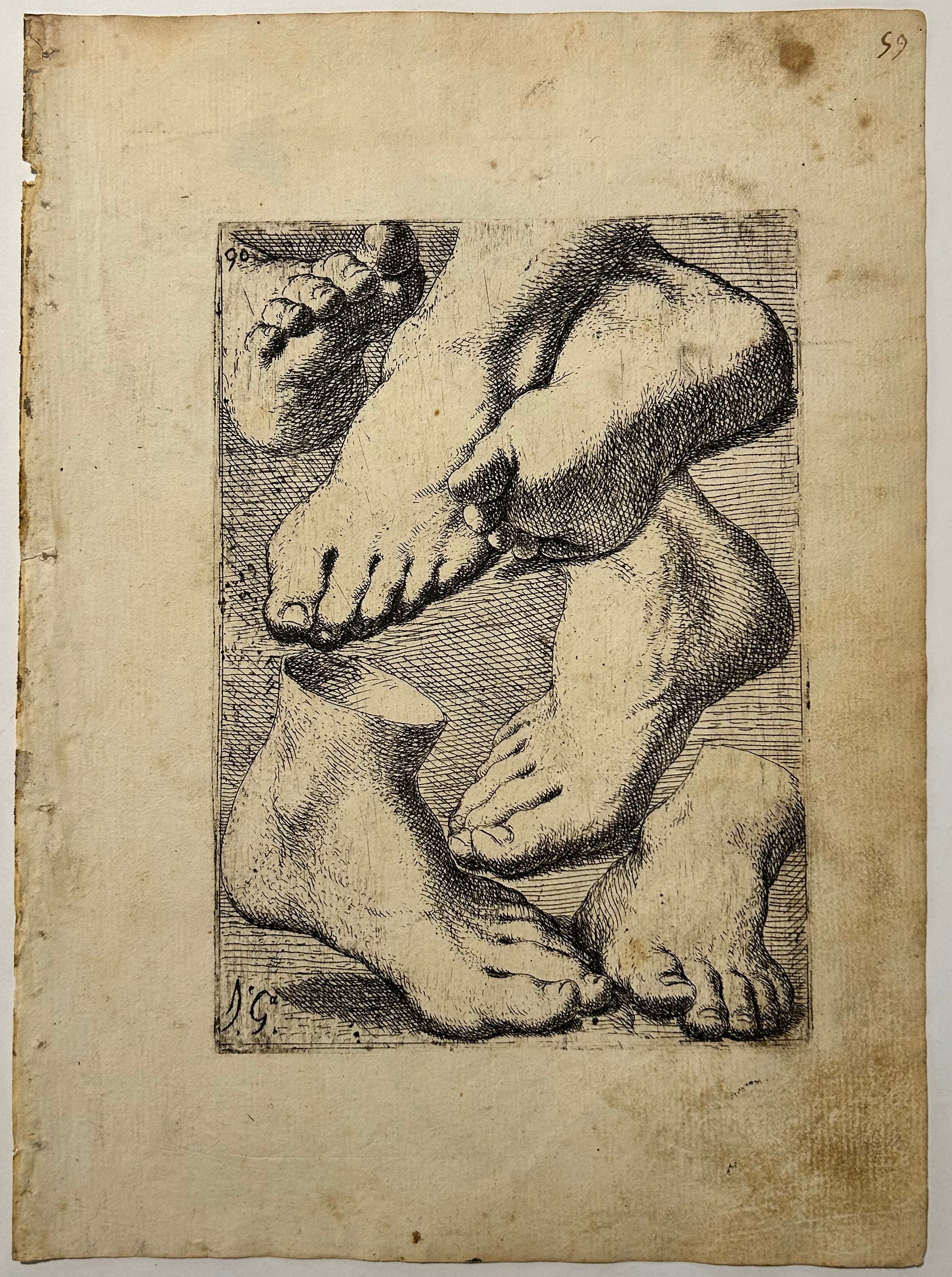 José GARCIA HIDALGO - Six pieds (Pies. Seis. (3,2,2)).  1693. Eau-forte originale. 
