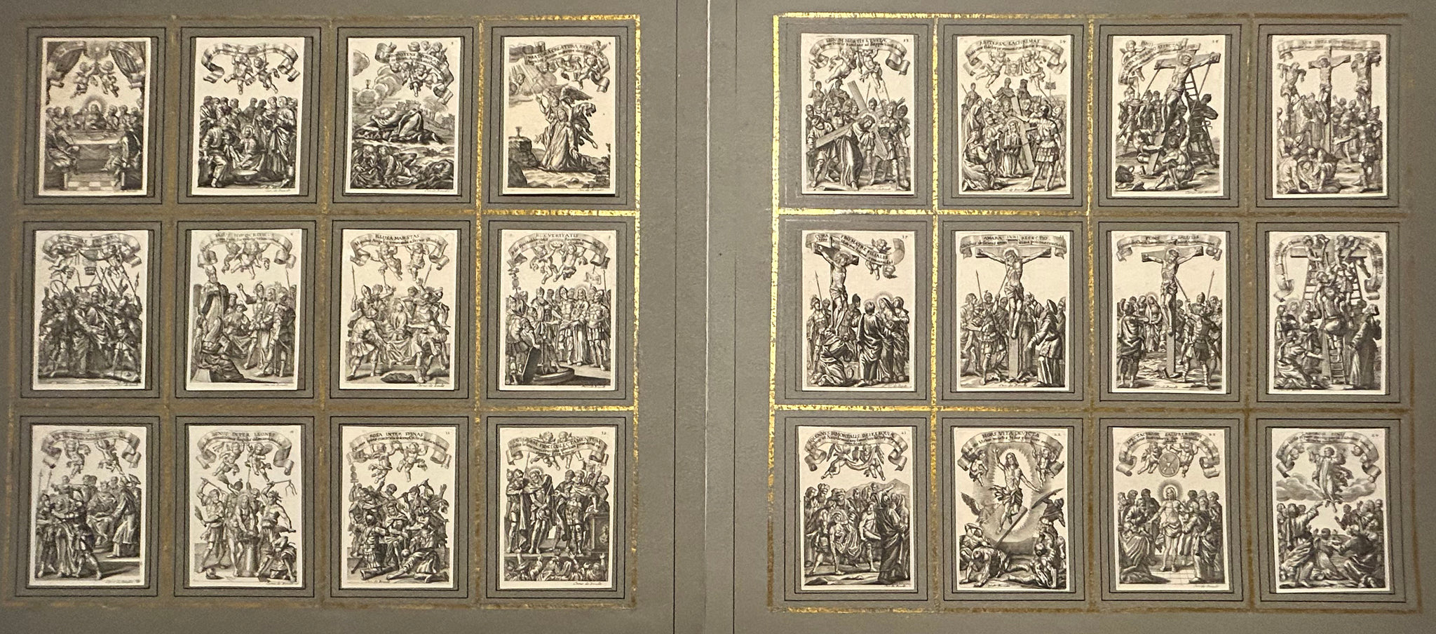 BOUDT Cornelis de (par et/ou publié par) -  La Passion du Christ en 24 tableaux.  Suite complète de 24 planches gravées au burin. 