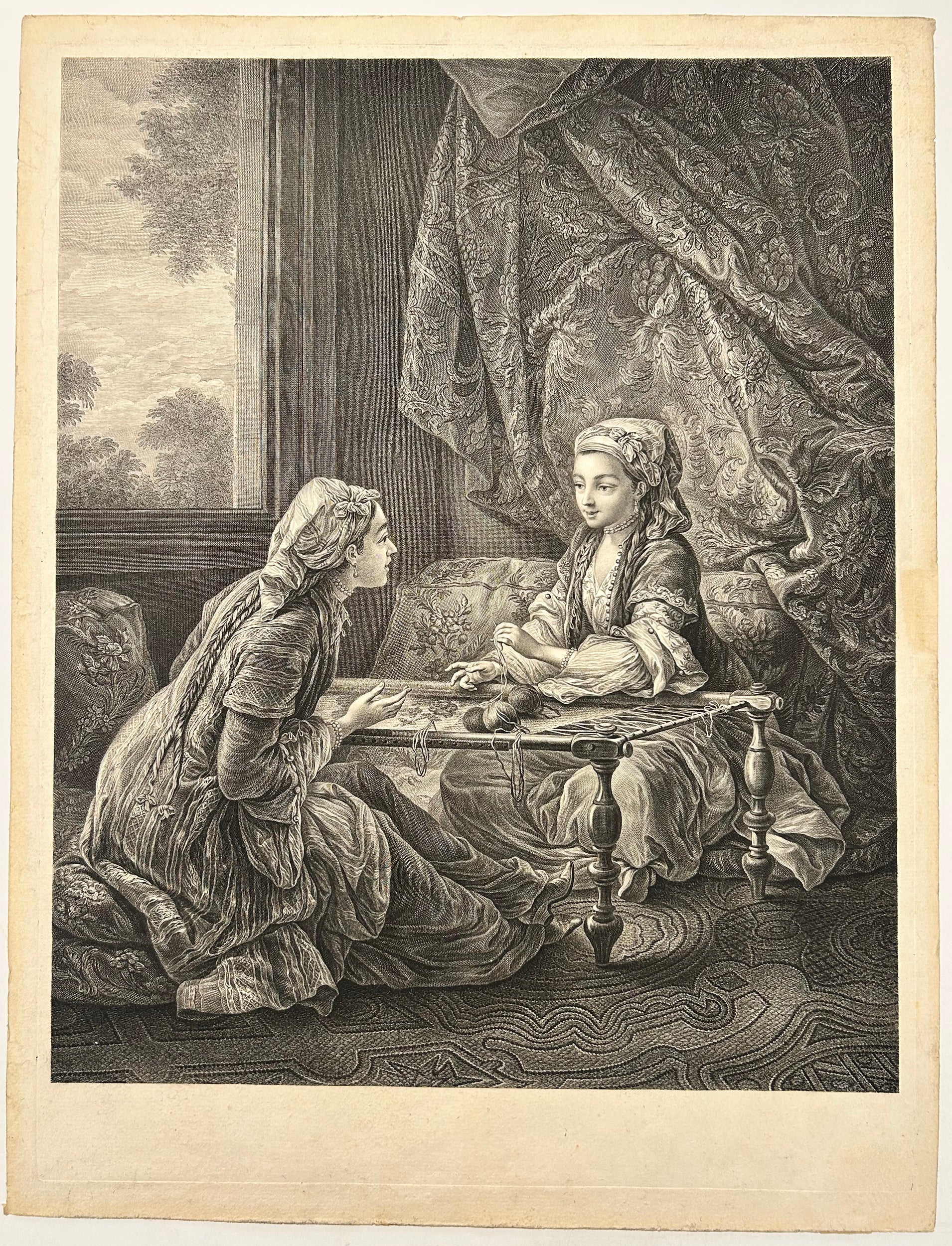 Jacques-Firmin BEAUVARLET - La confidence.  c.1771. Gravure à l'eau-forte et au burin d'après Carle Van Loo.