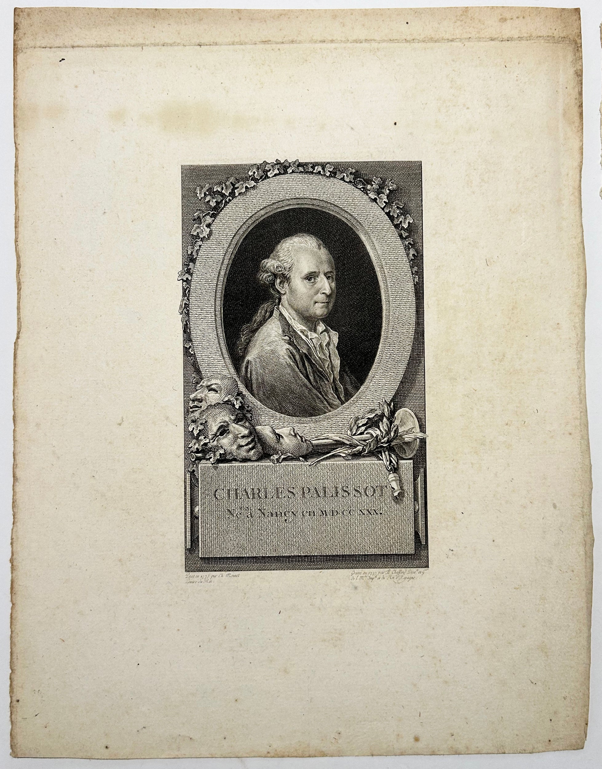 Portrait de Charles Palissot, auteur dramatique lorrain (1730 † 1814). 1777.