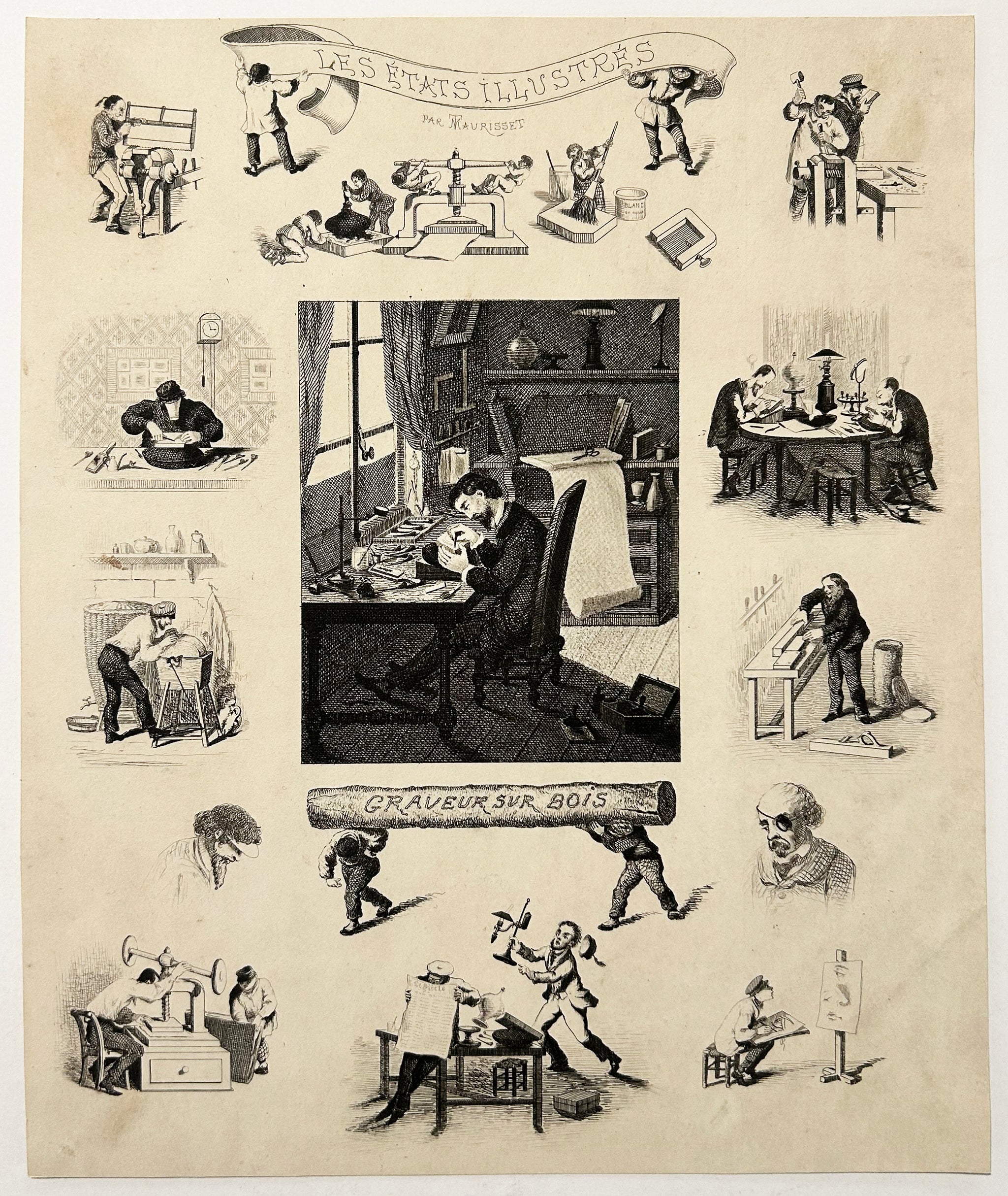 Théodore MAURISSET - Graveur sur bois.  c.1851. Eau-forte.
