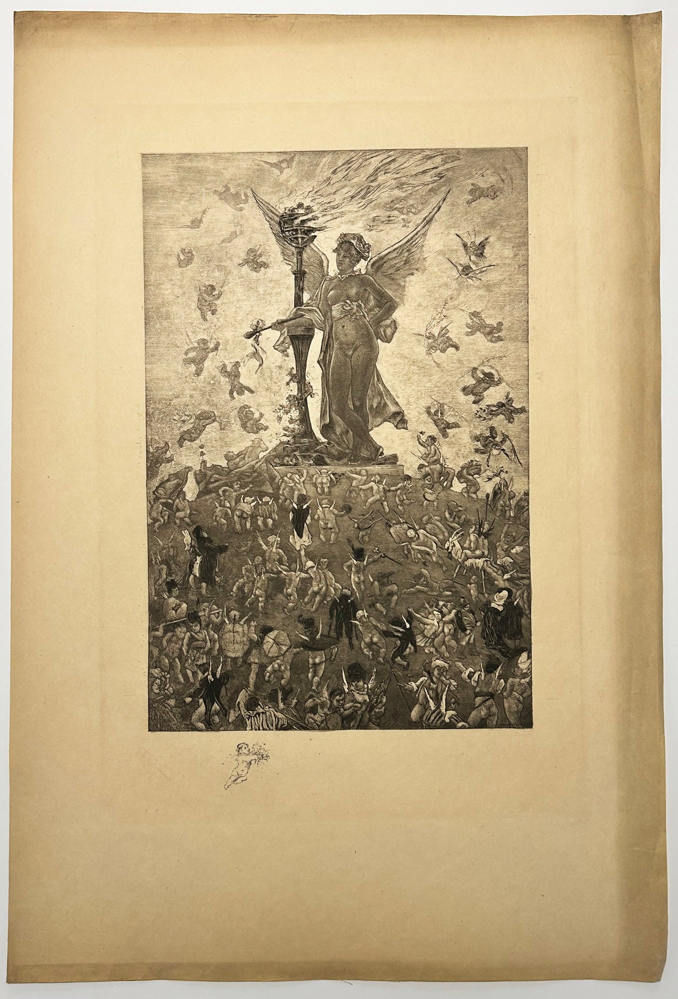Félicien ROPS - L'amour à travers les âges ou L'amour dominant le monde.  c.1885. Héliogravure.