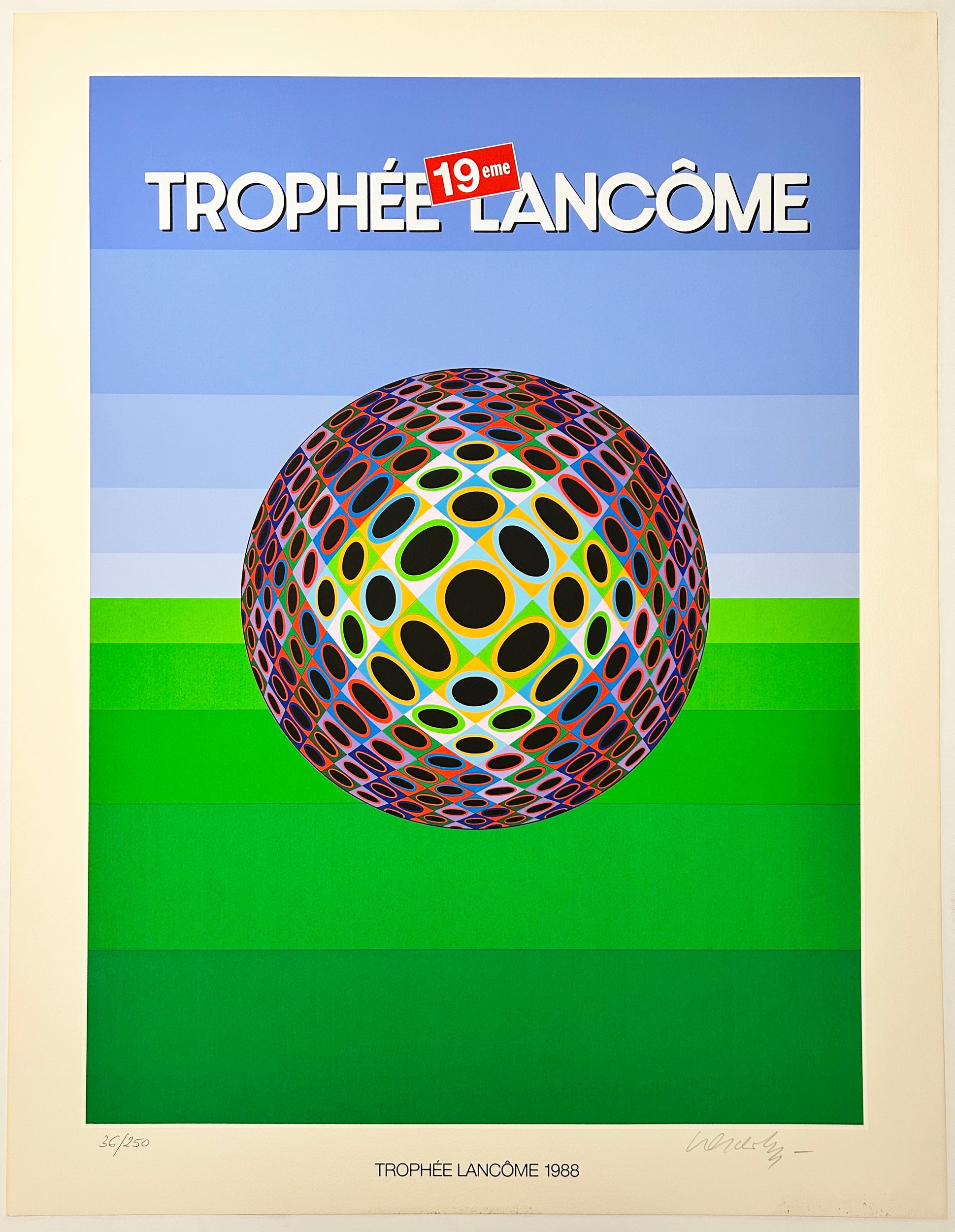 Victor VASARELY - 19ème Trophée Lancôme (au Golf de St Nom la Bretèche).  1988. Sérigraphie signée. 