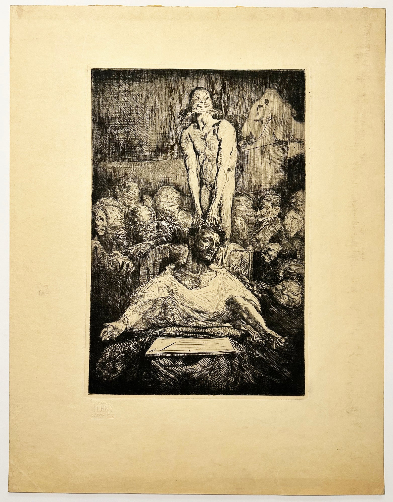 François CHIFFLART - Le cauchemar.  Gravure originale à l'eau-forte et pointe sèche. 