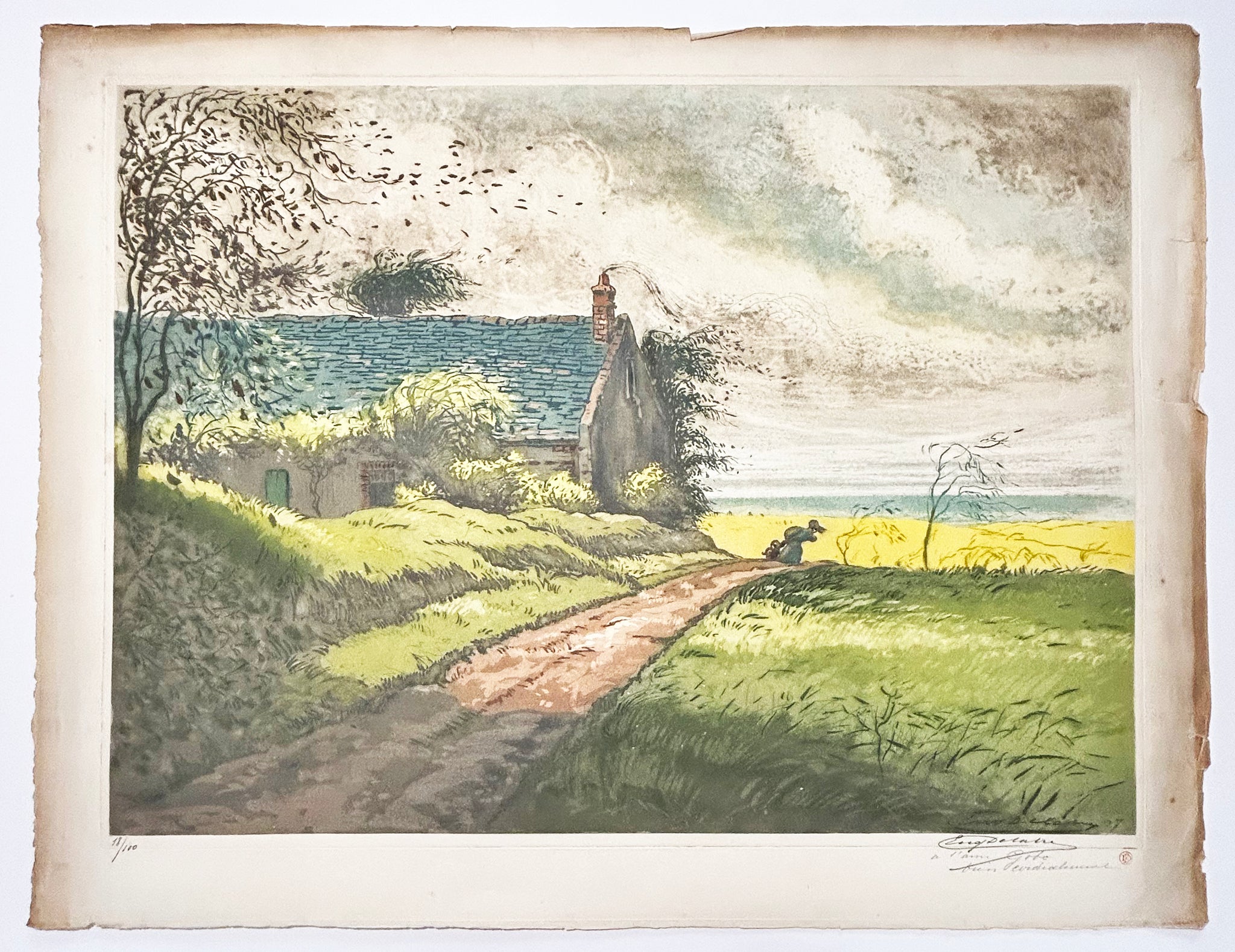 [Paysage de campagne sous le vent].