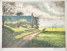 Charger l'image dans la galerie, Eugène DELÂTRE - [Paysage de campagne sous le vent]. Gravure originale à l'eau-forte et aquatinte, imprimée en couleurs. 
