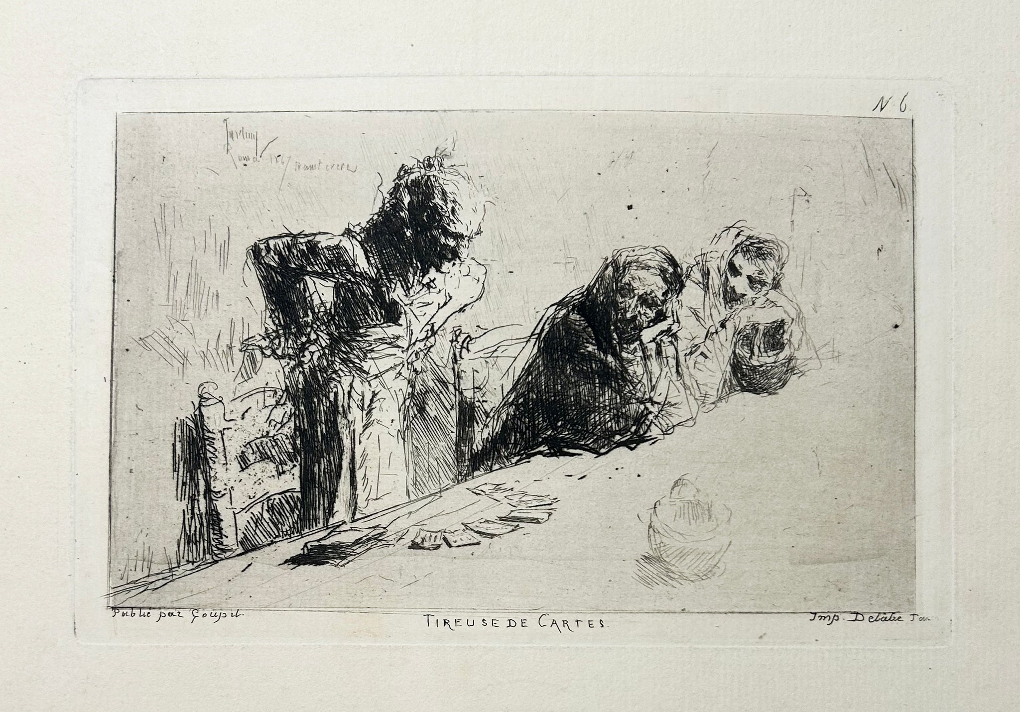 FORTUNY Y CARBO - Tireuse de cartes. 1867. Eau-forte originale. 