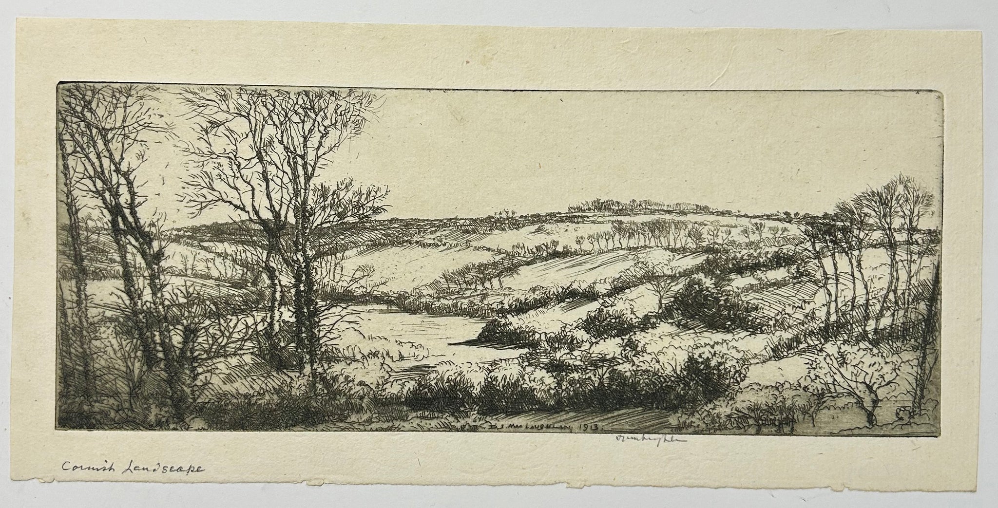 Donald Shaw MAC LAUGHLAN - Cornish landscape (Paysage de Cornouailles).  1913. Eau-forte originale. 