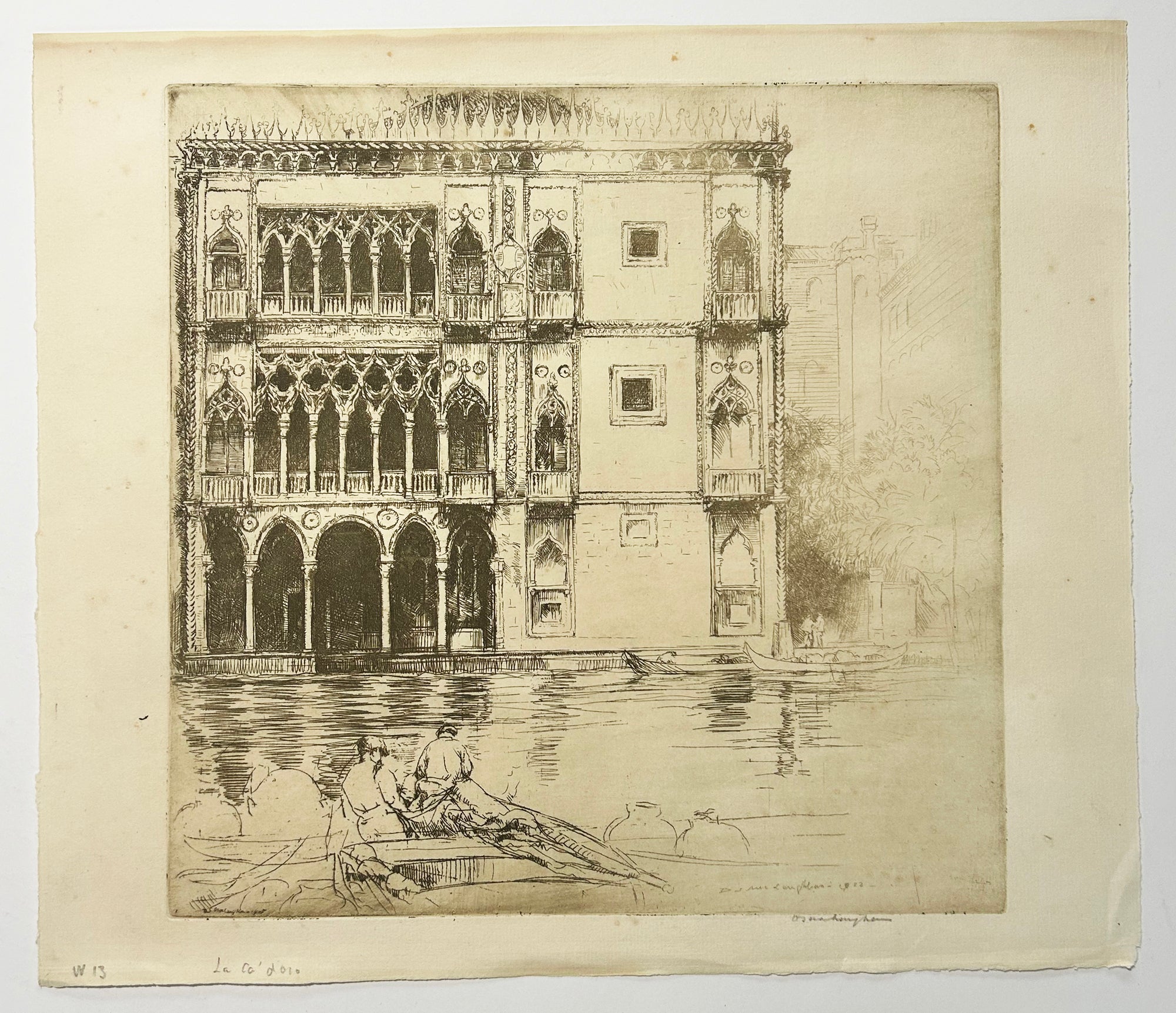 Donald Shaw MAC LAUGHLAN - La Ca d'Oro (Venise).  1922. Eau-forte originale. 