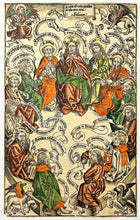 Charger l'image dans la galerie, Michel WOHLGEMUTH - Sexta Etas Mudi. Data est mihi potestas in celo et in terra: Salvator. (Jésus-Christ entouré des douze apôtres).  1493. Bois gravé en coloris ancien. 
