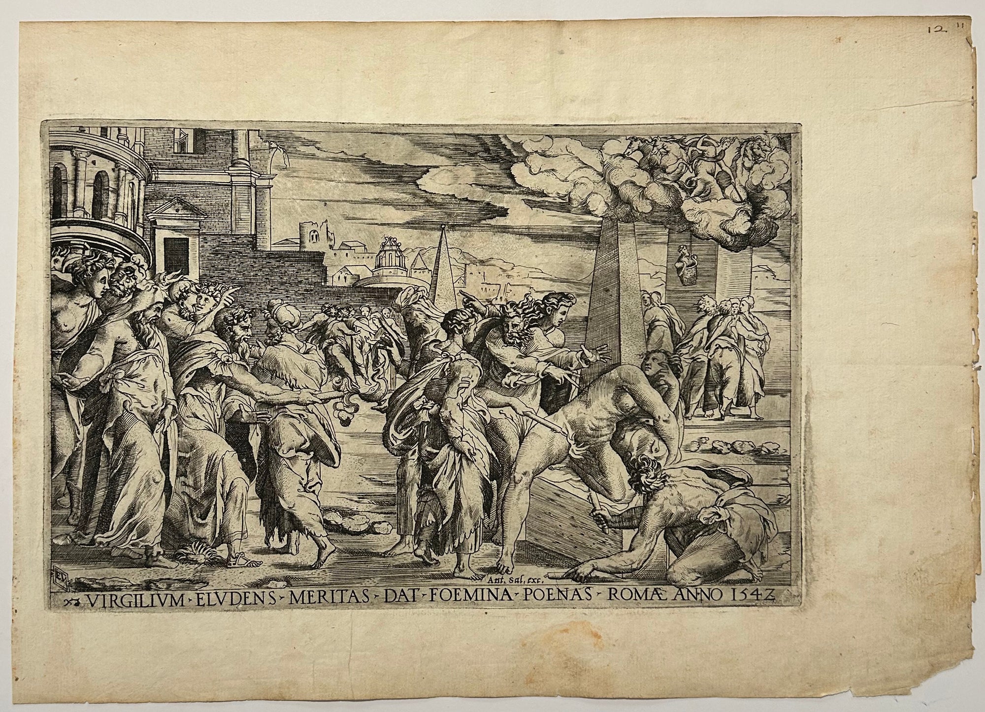 Le châtiment de la courtisane qui s'était moquée Virgile.  1542.
