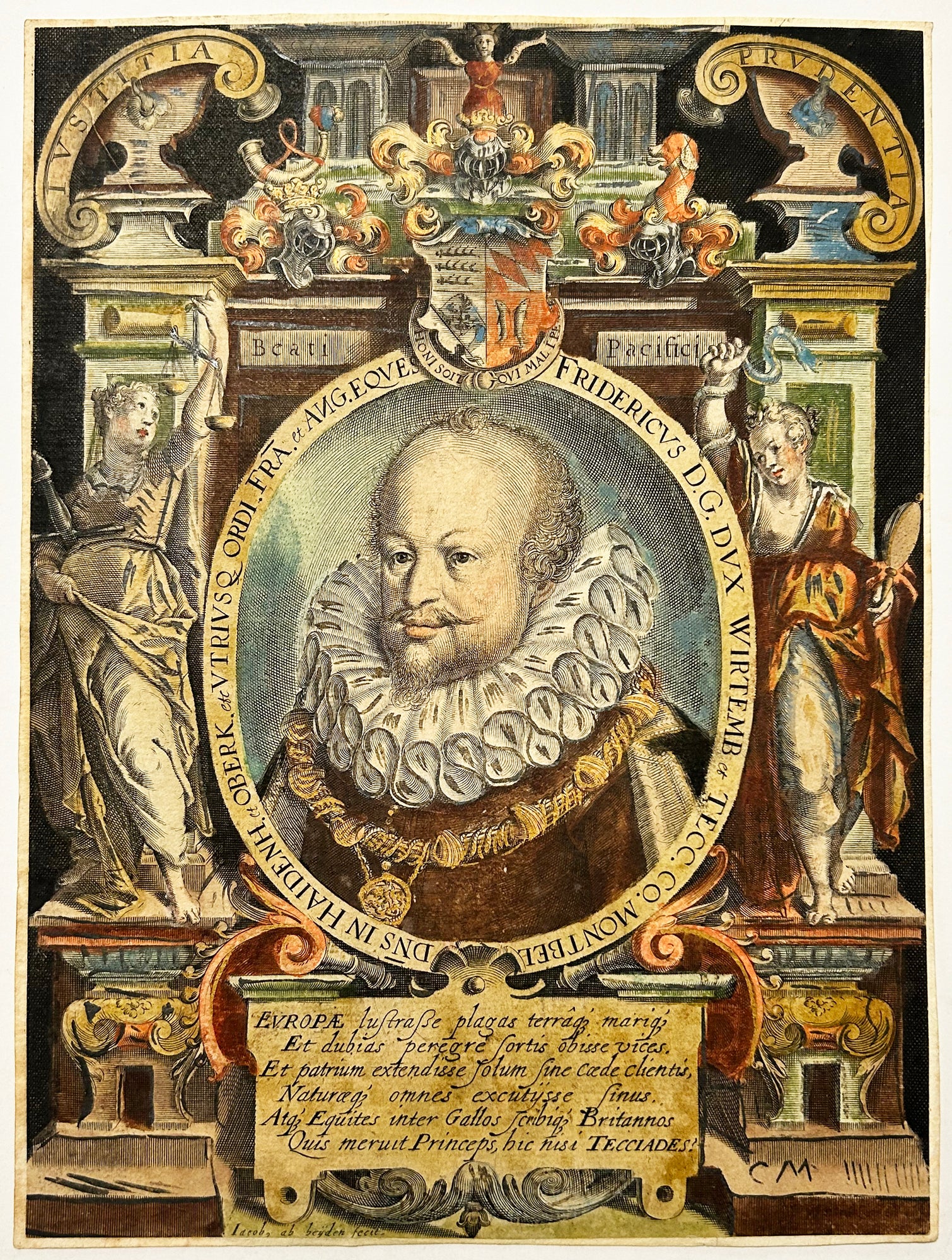 Jakob van der HEYDEN - Portrait de Frédéric Ier de Wurtemberg (1557 † 1608), duc et comte de Montbéliard. Gravure à l'eau-forte et au burin d'après Jan van der Heyden (1637 † 1712). 