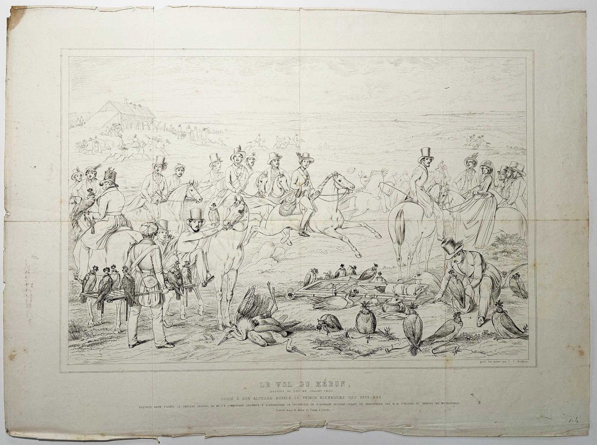 Le vol du héron. (Chasse au faucon organisée en juillet 1843 sur le Hei, près du Paleis Het Loo). 1844.