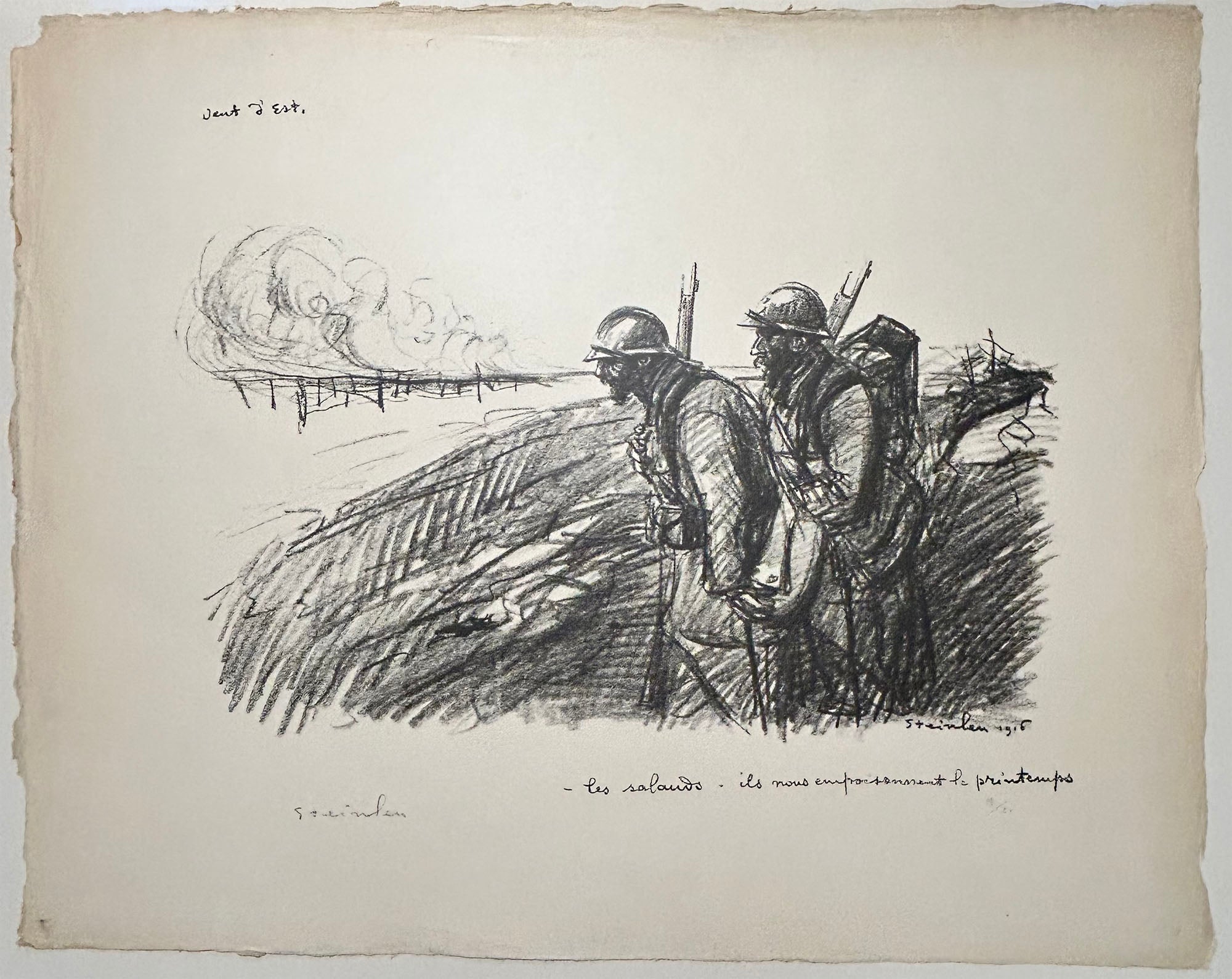 Théophile Alexandre STEINLEN - Vent d'Est. Les salauds, ils nous empoisonnent le printemps. Lithographie originale, signée. 