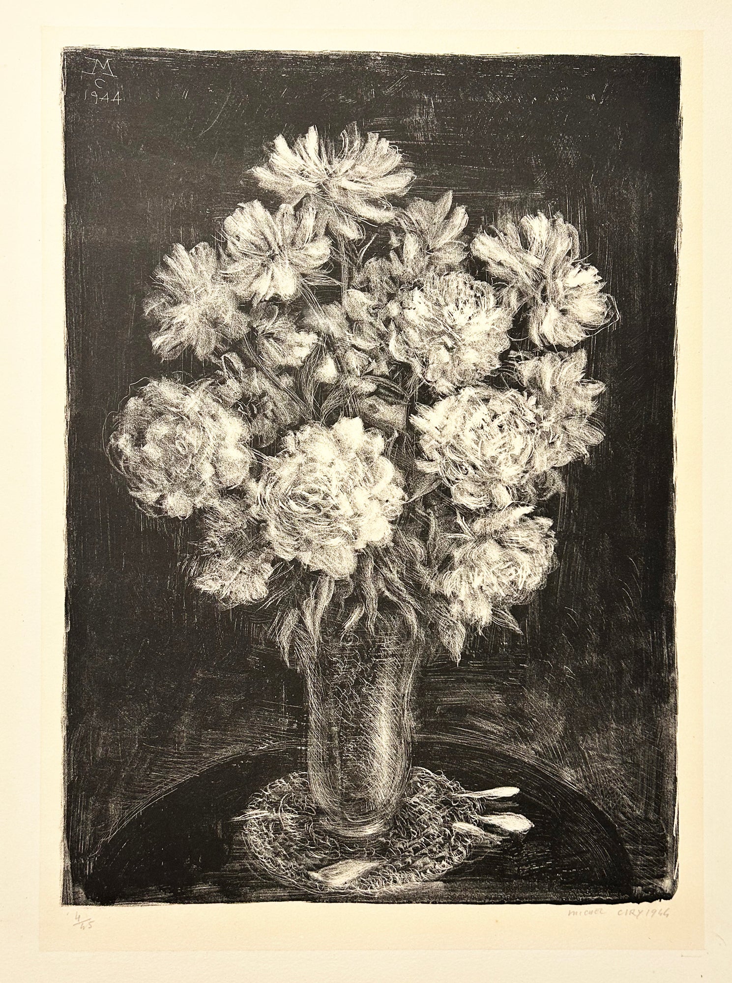 Michel CIRY - Les pivoines. Lithographie originale, signée. 