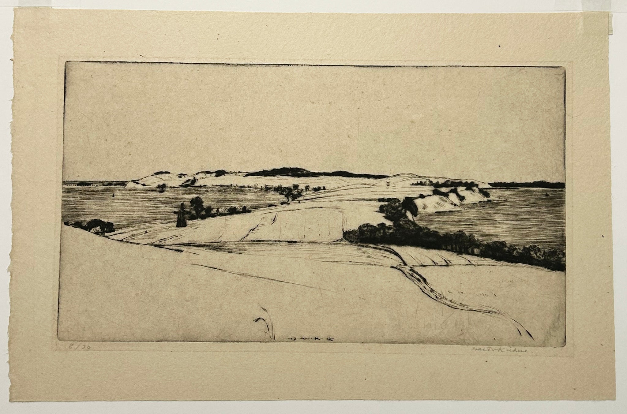 Walt KUHN - [Paysage avec un moulin]. 1912. Pointe sèche originale, signée. 