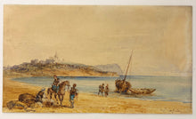 Charger l'image dans la galerie, Auguste Aristide CONSTANTIN - [Scène animée sur un bord de mer normand]. Aquarelle originale, sur papier vélin J. Whatman, signée.
