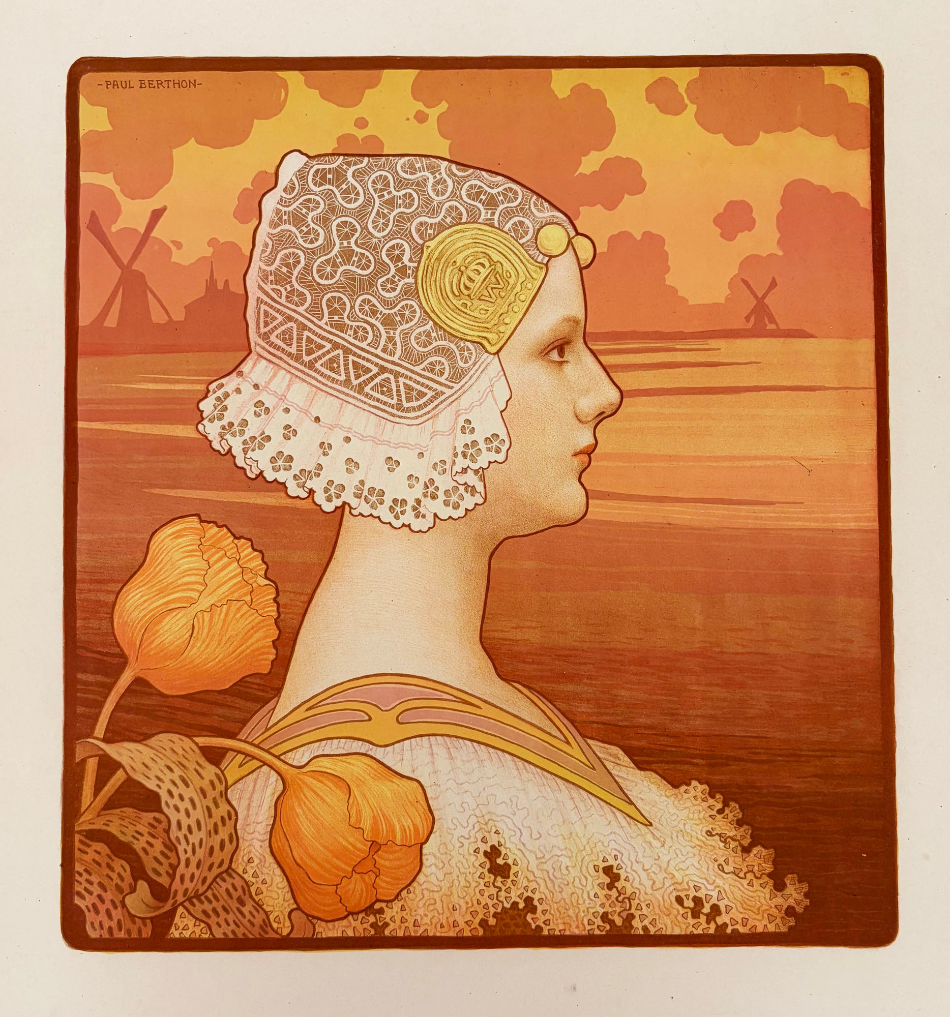Paul BERTHON - Sa très gracieuse Majesté la Reine Wilhelmine. 1901. Lithographie originale, imprimée en couleurs.