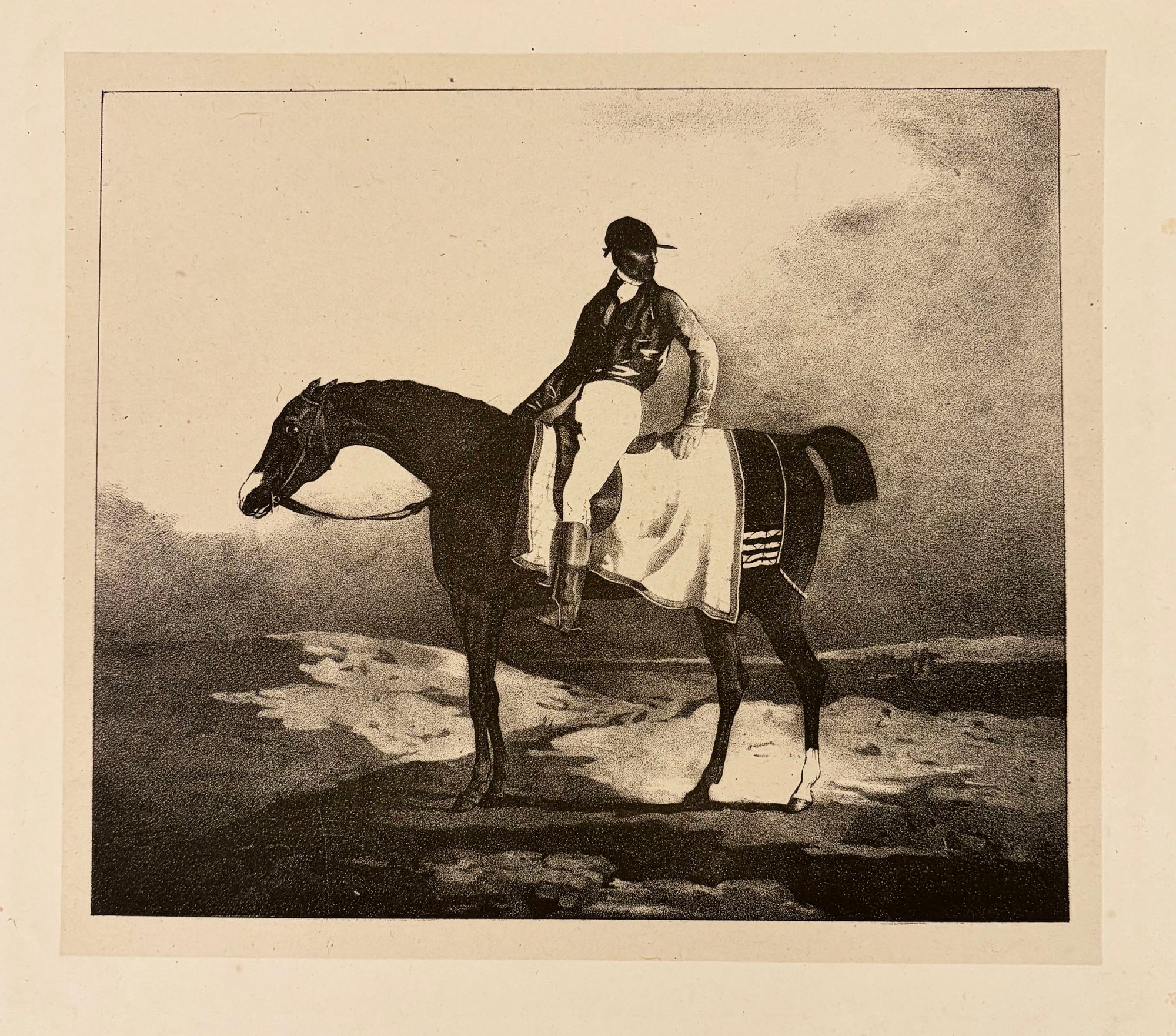 D'après Théodore GERICAULT - Cheval anglais monté par un jockey. Lithographié par Louis-Pierre-Marie Courtin .