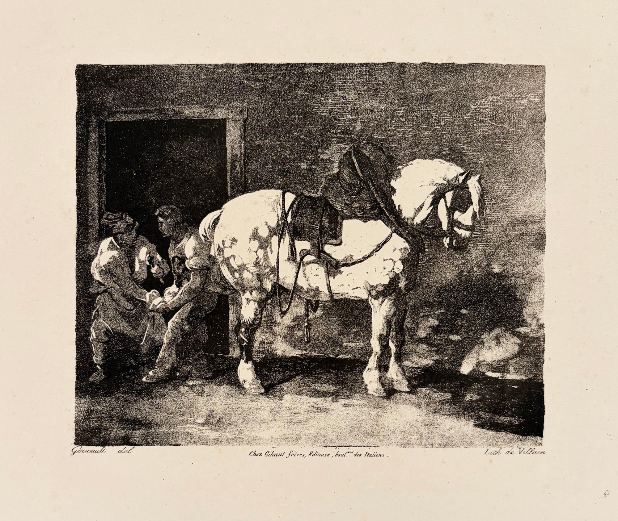 Théodore GERICAULT - Cheval que l'on ferre. 1823. Lithographie originale. 