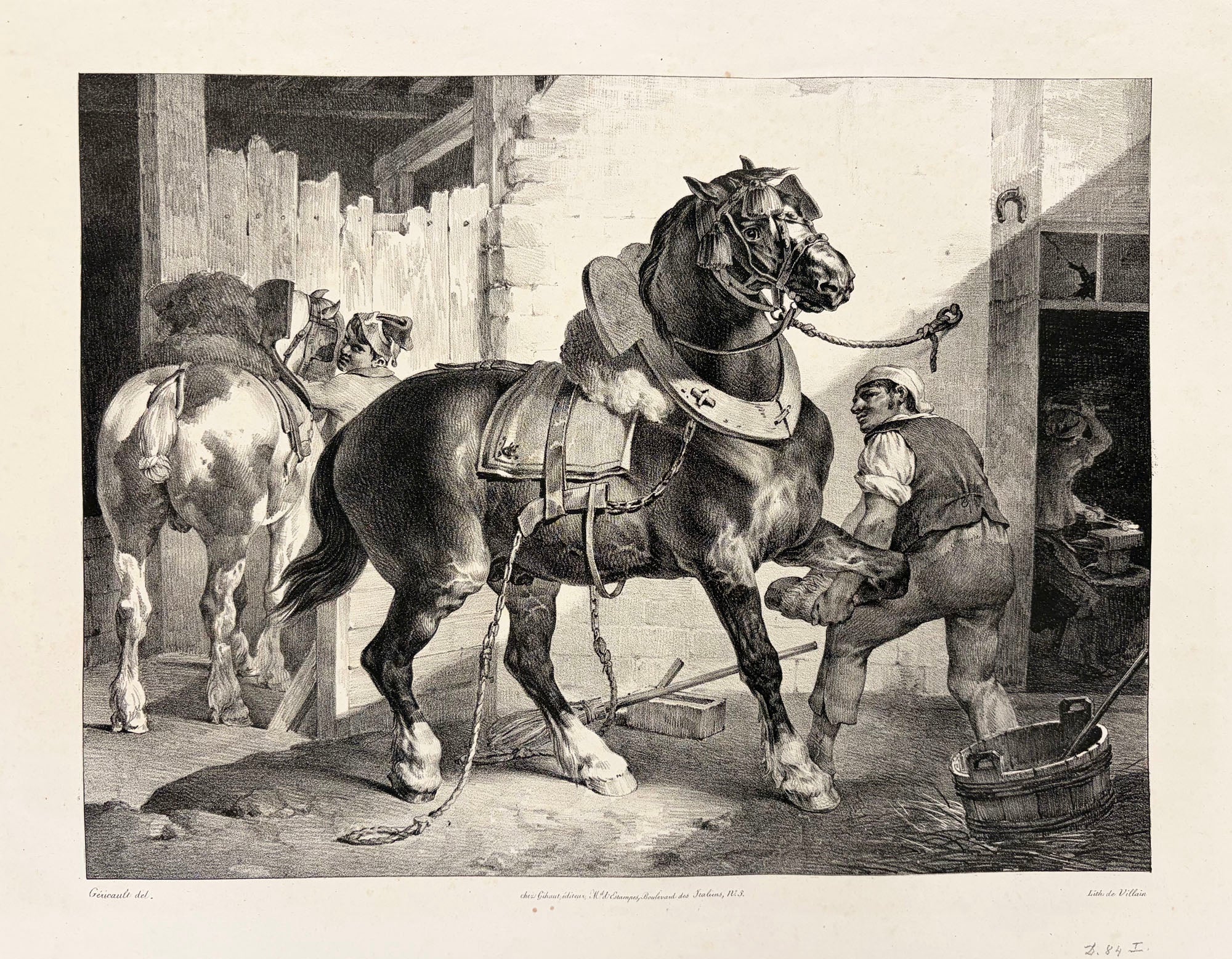 Théodore GERICAULT - Le maréchal français.  1822. Lithographie exécutée en grande partie par Léon Cogniet (Paris 1794 † 1880), d'après la lithographie originale de Géricault intitulée 