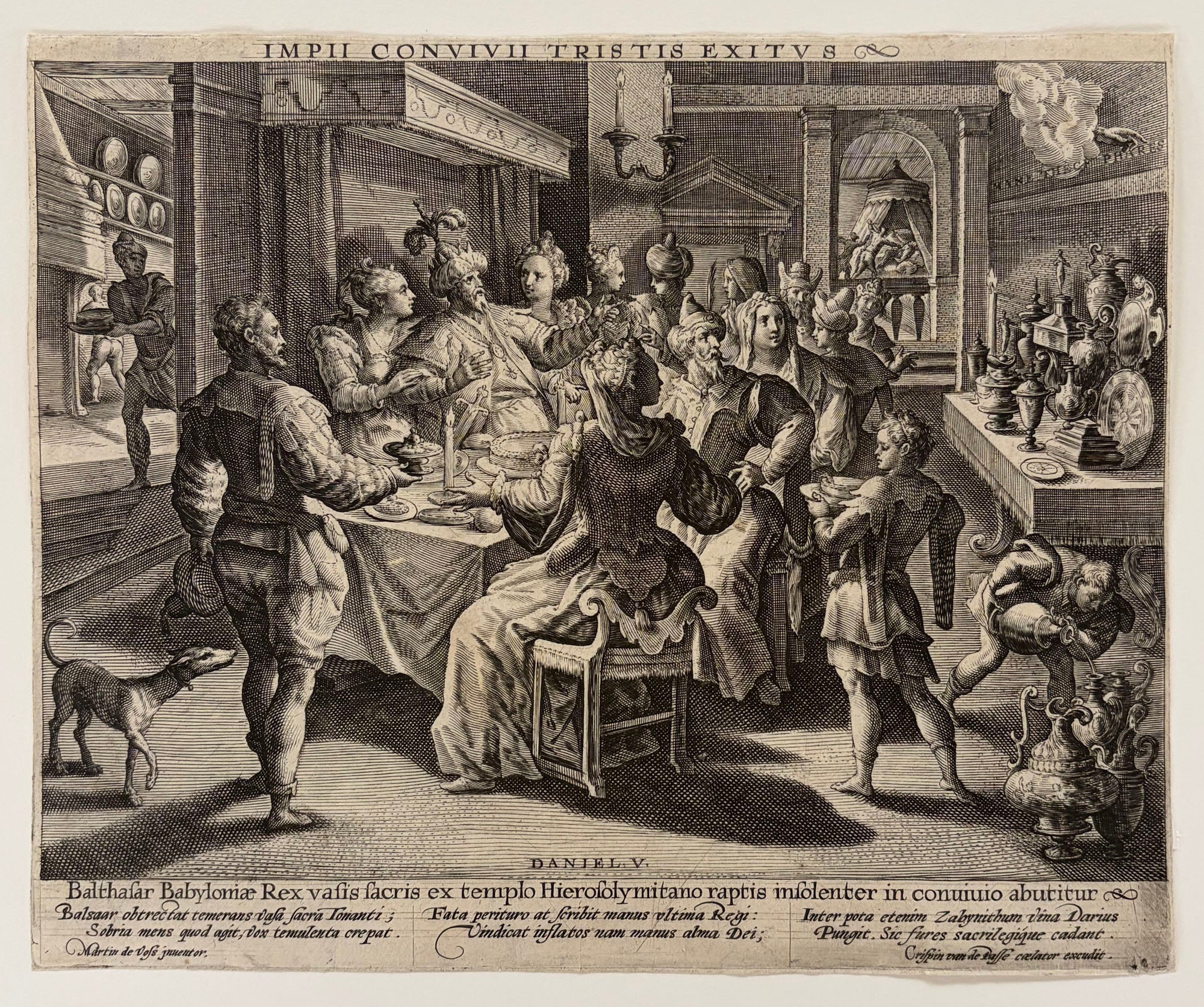 Crispin de PASSE le vieux - Le festin de Balthazar.  c.1590-1600. Titre: 