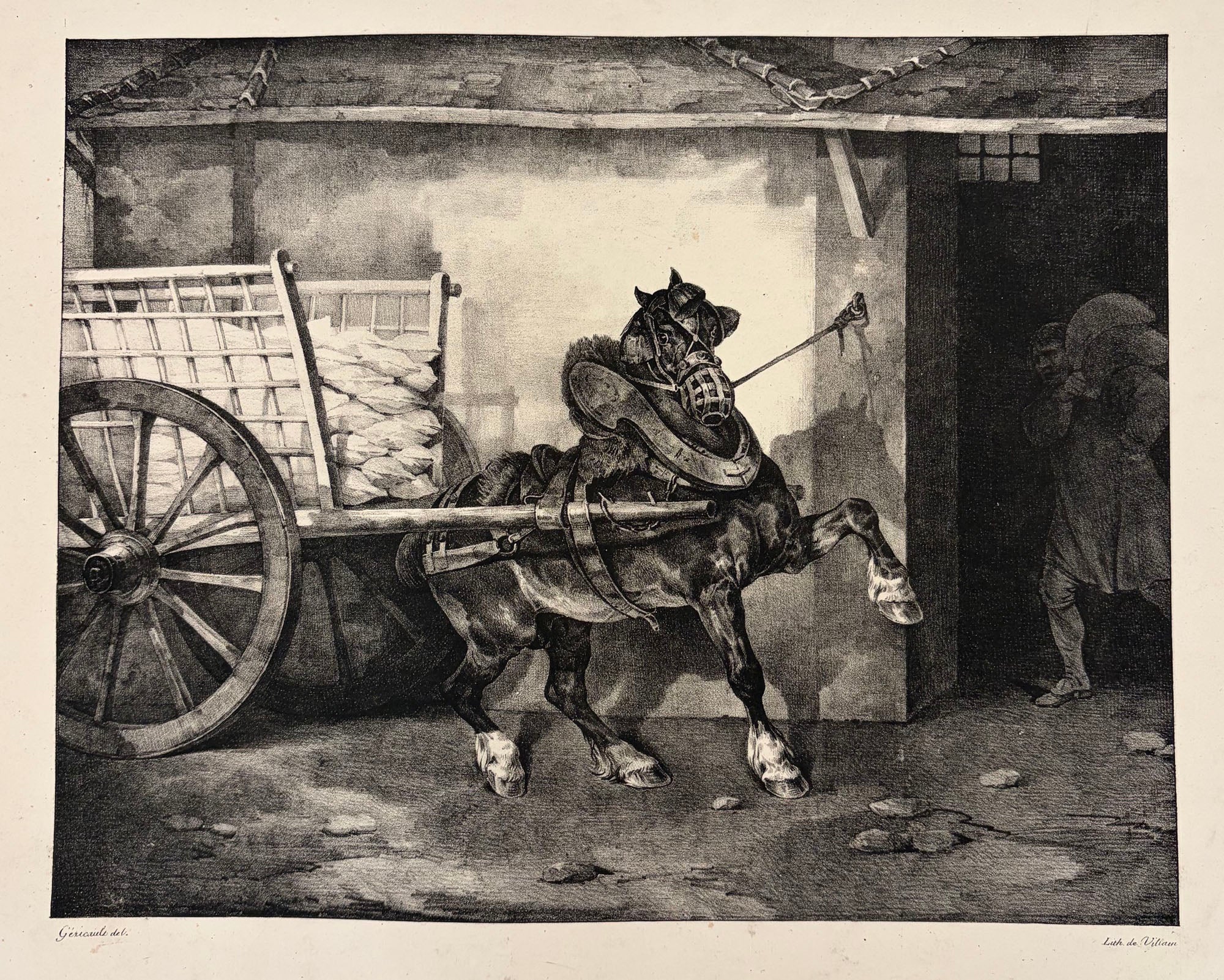 Théodore GERICAULT - Le cheval du platrier.  1822. Lithographie exécutée en grande partie par Joseph Volmar 