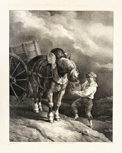 Charger l'image dans la galerie, Théodore GERICAULT - Garçon donnant l'avoine à un cheval dételé. 1822. Lithographie exécutée en grande partie par Joseph Volmar 
