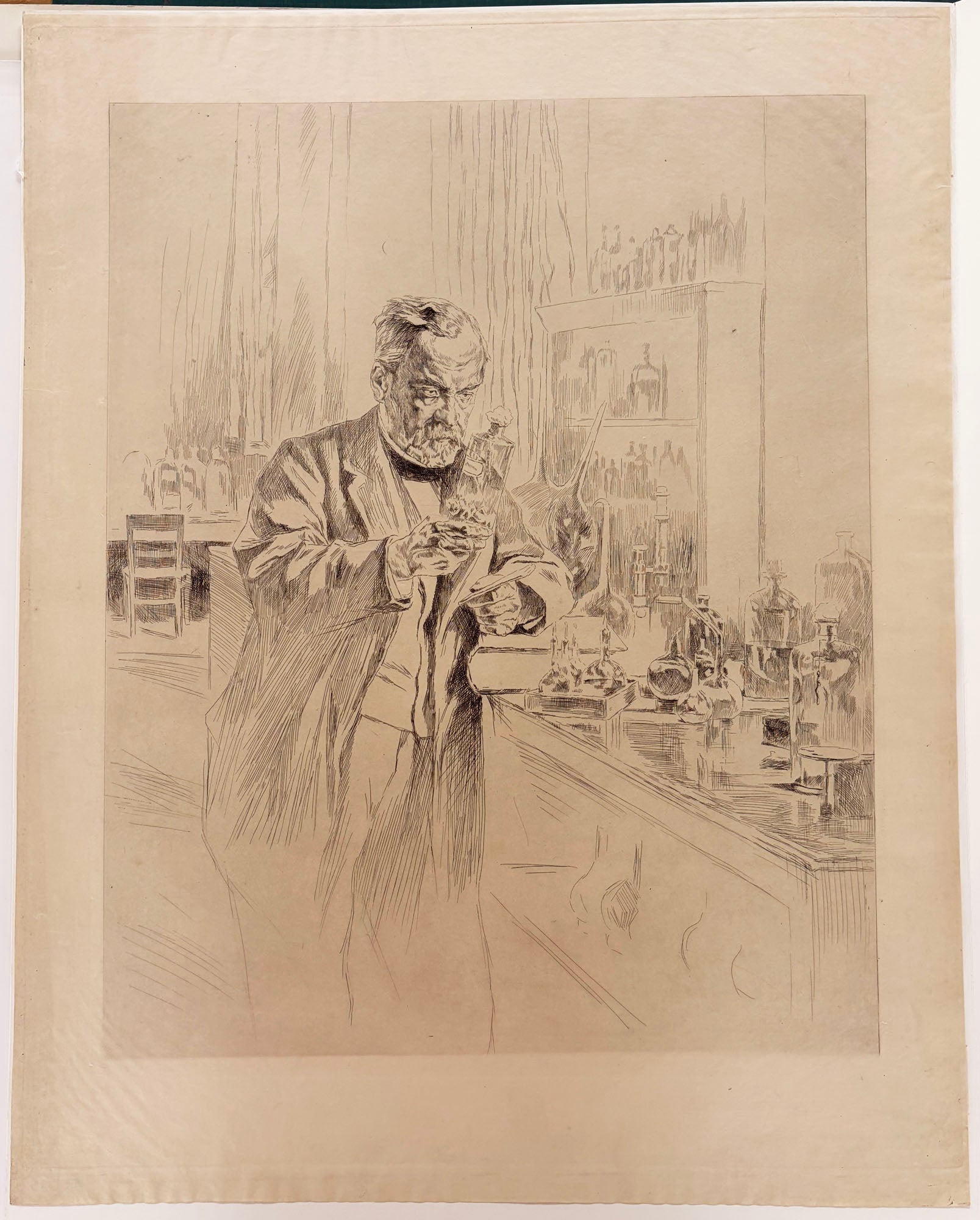 Pasteur dans son laboratoire. 1885.
