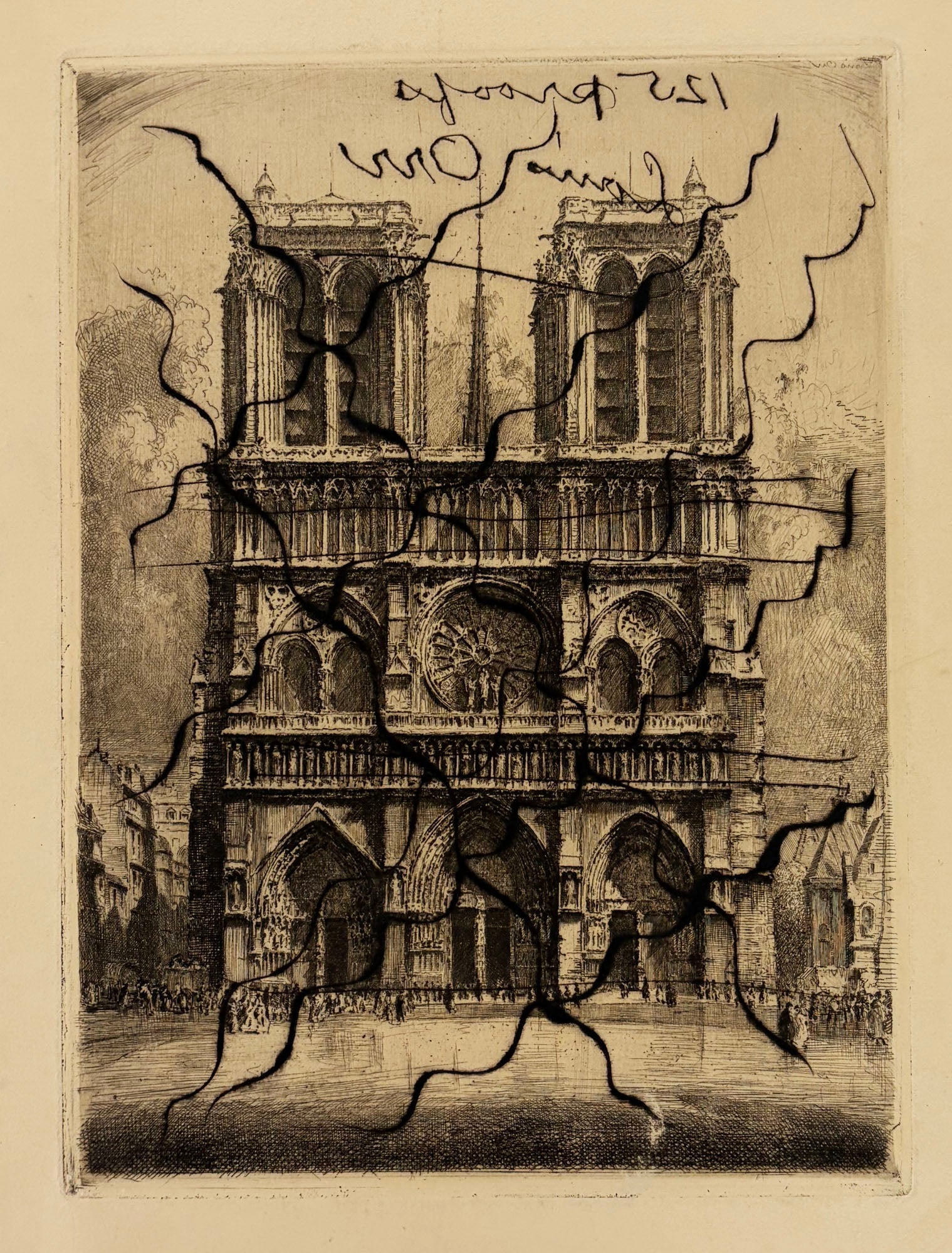 Louis ORR - Notre-Dame de Paris.  c.1920. Eau-forte originale. 