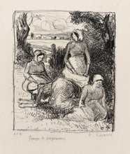 Charger l'image dans la galerie, Camille PISSARRO - Groupe de paysannes.  c.1896. Lithographie originale, signée. 
