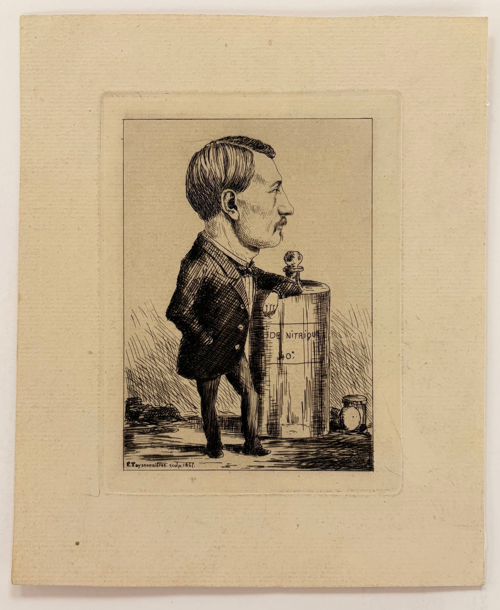 Autoportrait de l'artiste avec un flacon d'acide nitrique.  1867.