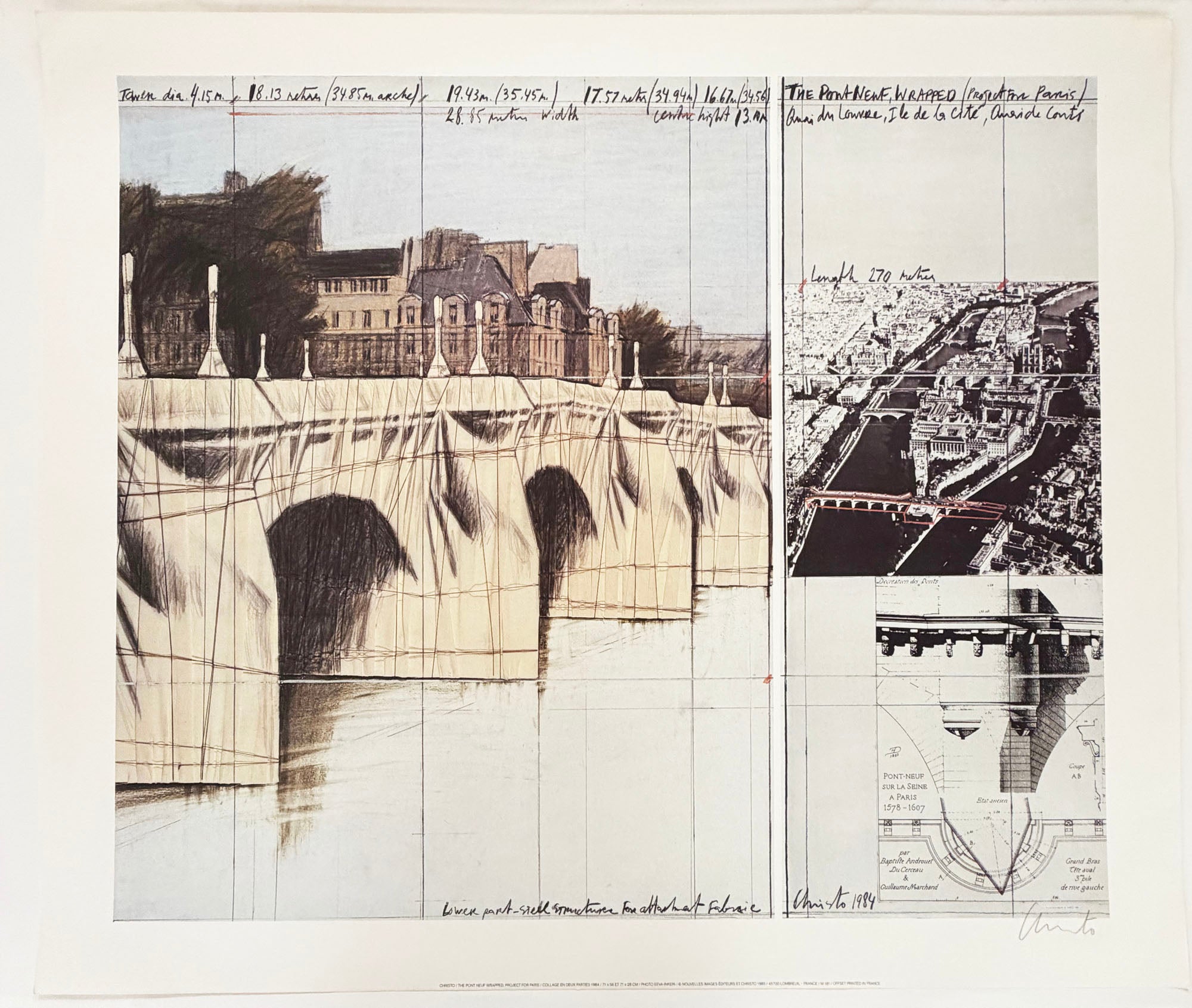 The Pont-Neuf wrapped (Project for Paris). 1985.