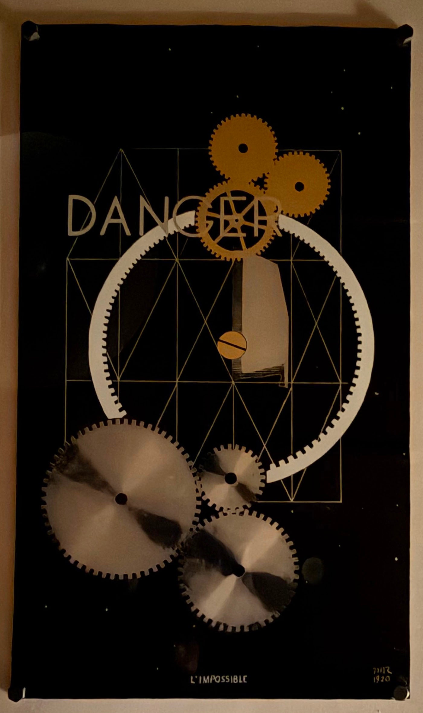 MAN RAY - L'impossible.  1969. Sérigraphie sur verre acrylique, d'après un dessin de 1918 (